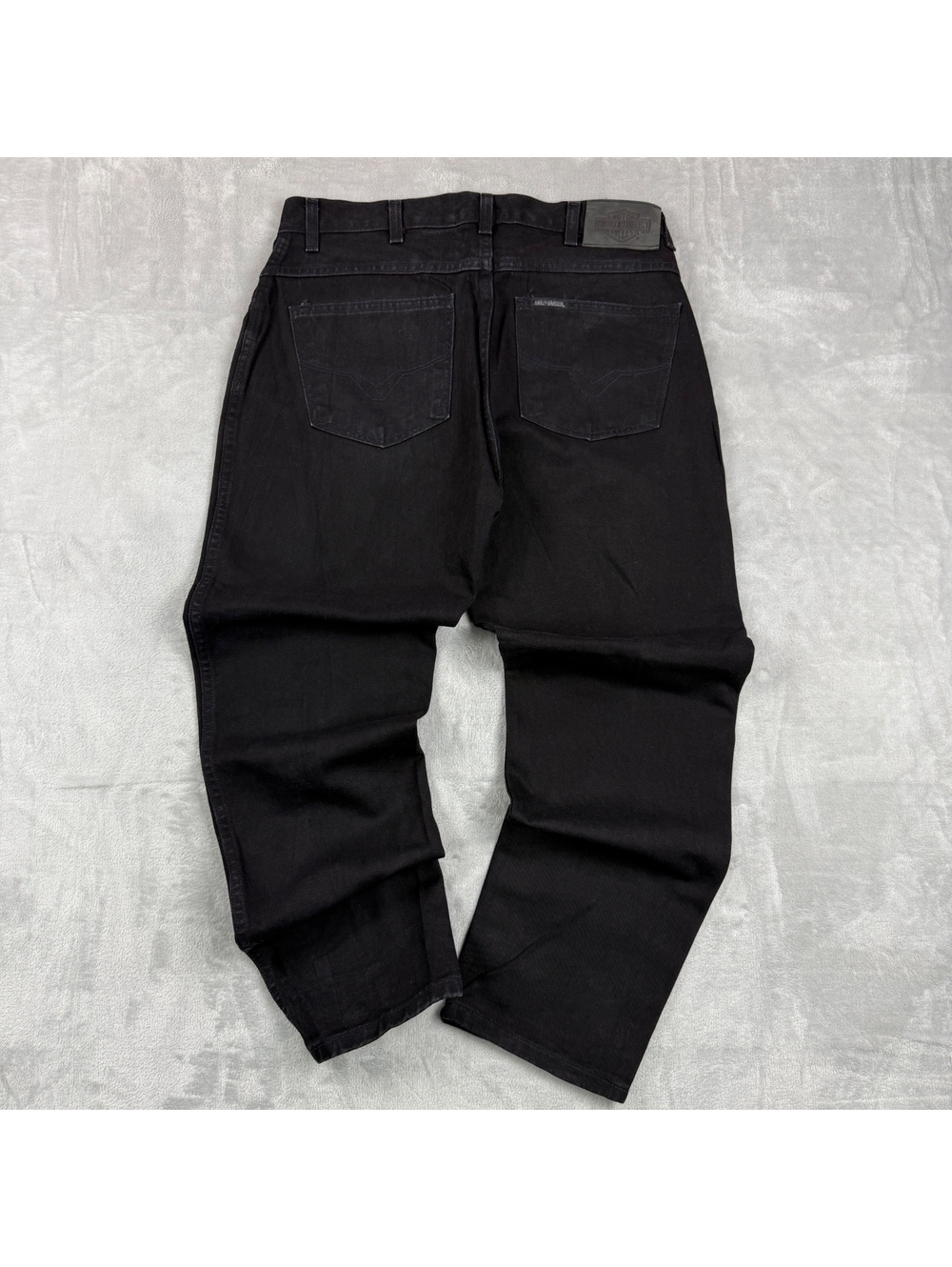 VTG Harley-Davidson 33x29 Black Jeans Straight Leg Motorcycle Biker Denim Rocker